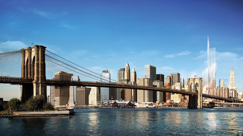 Brooklyn Bridge and Skyline — Blue