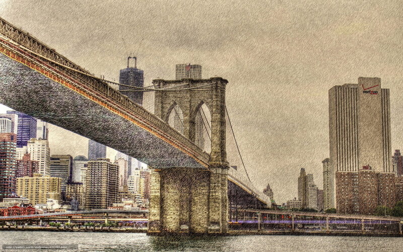Brooklyn Bridge and Skyline — Gray, Urban