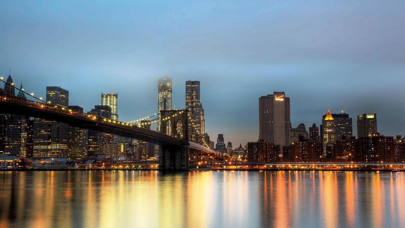 Brooklyn Bridge at Dusk — Blue, Calm, Night