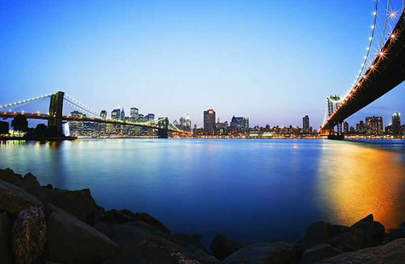 Brooklyn Bridge at Dusk — Blue, Serene, Night