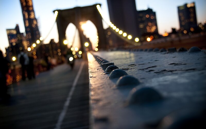 Brooklyn Bridge at Dusk — Blue, Serene, Sunset