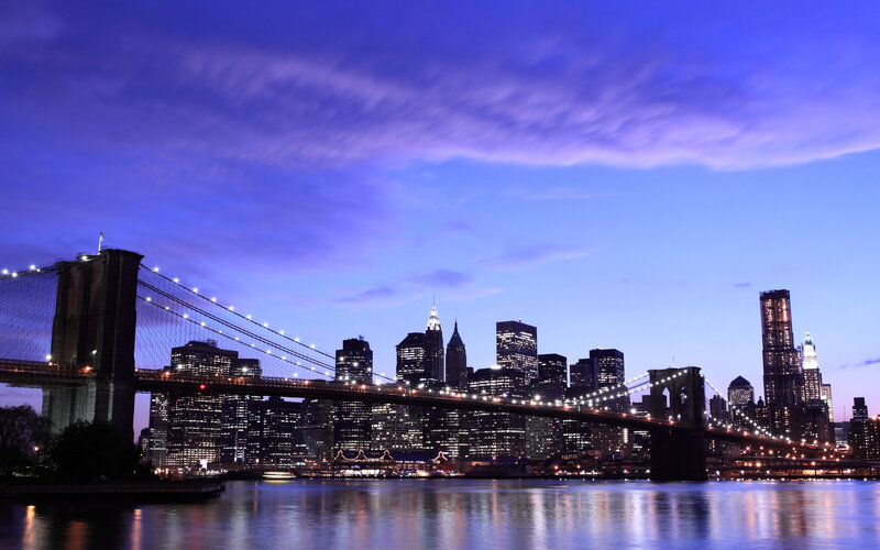 Brooklyn Bridge at Dusk — Blue, Serene