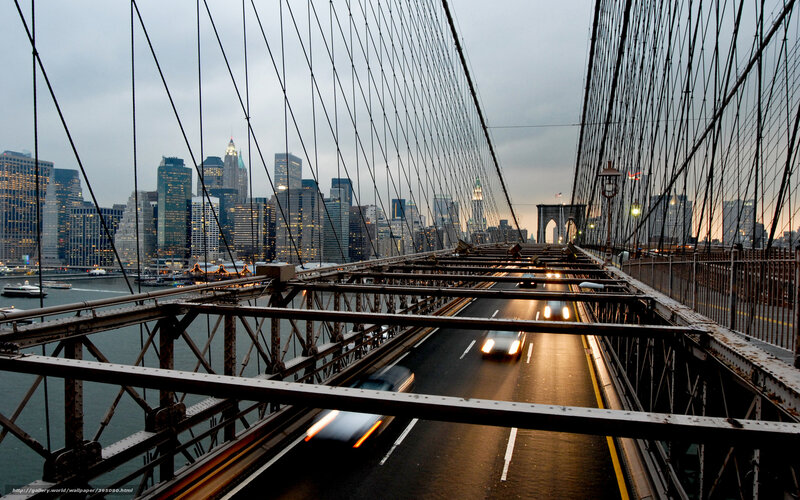 Brooklyn Bridge at Dusk — Gray, Dramatic, Night