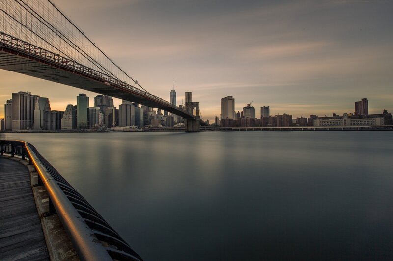 Brooklyn Bridge at Dusk — Gray, Serene