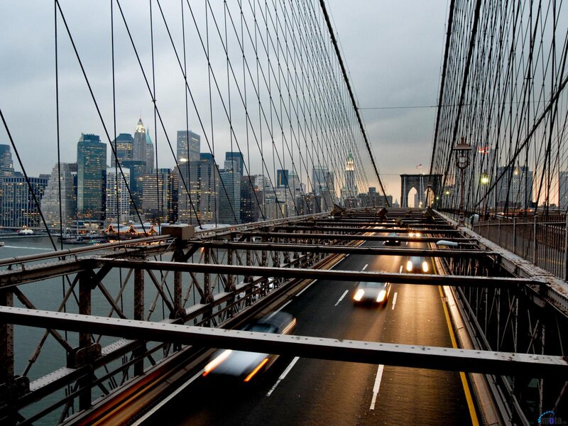 Brooklyn Bridge at Dusk — Gray