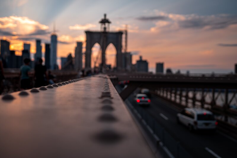 Brooklyn Bridge at Dusk — Orange, Serene