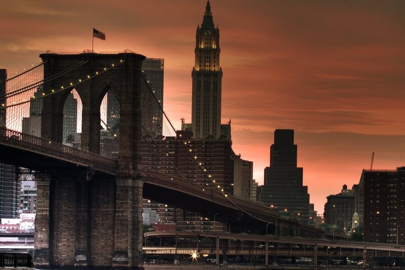 Brooklyn Bridge at Dusk — Orange