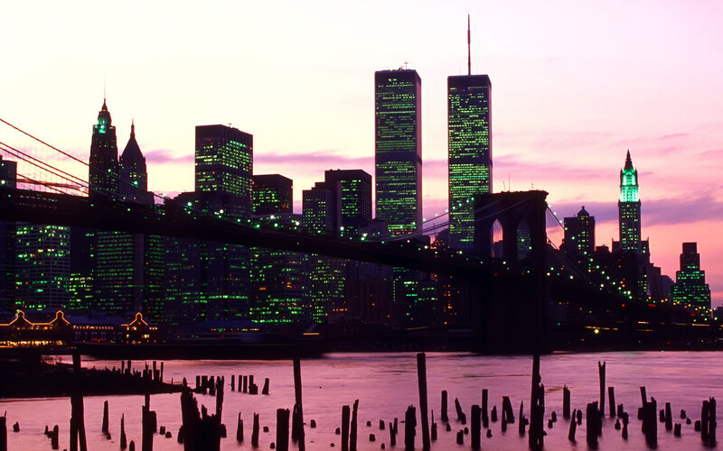 Brooklyn Bridge at Dusk — Purple
