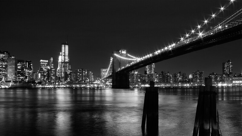 Brooklyn Bridge at Night — Black, Buildings