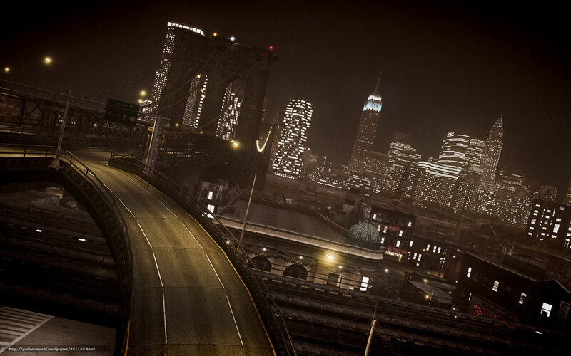 Brooklyn Bridge at Night — Black, Dark, Rainy