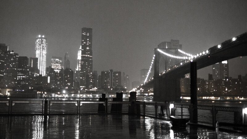 Brooklyn Bridge at Night — Black, Moody