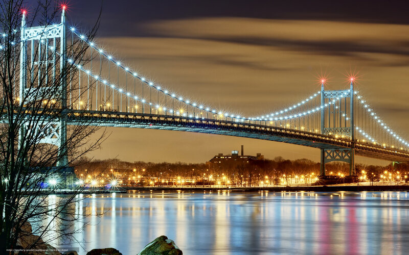 Brooklyn Bridge at Night — Blue, Dramatic, Photograph, River