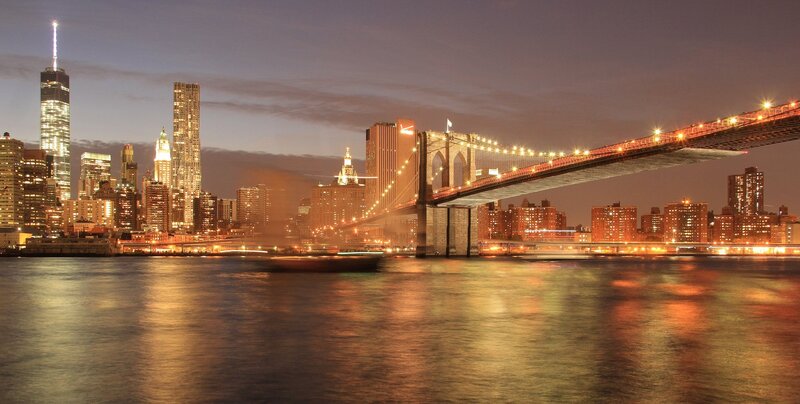 Brooklyn Bridge at Night — Orange