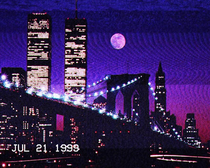 Brooklyn Bridge at Night — Purple, Dramatic, Digital Art