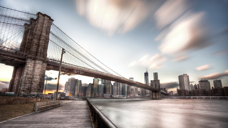 Brooklyn Bridge at Sunset — Blue