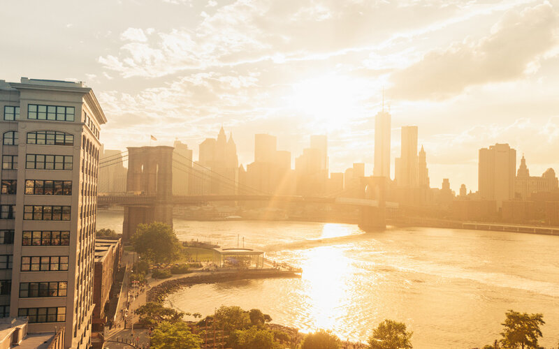 Brooklyn Bridge at Sunset — Gold