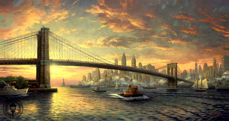 Brooklyn Bridge at Sunset — Orange, Dramatic
