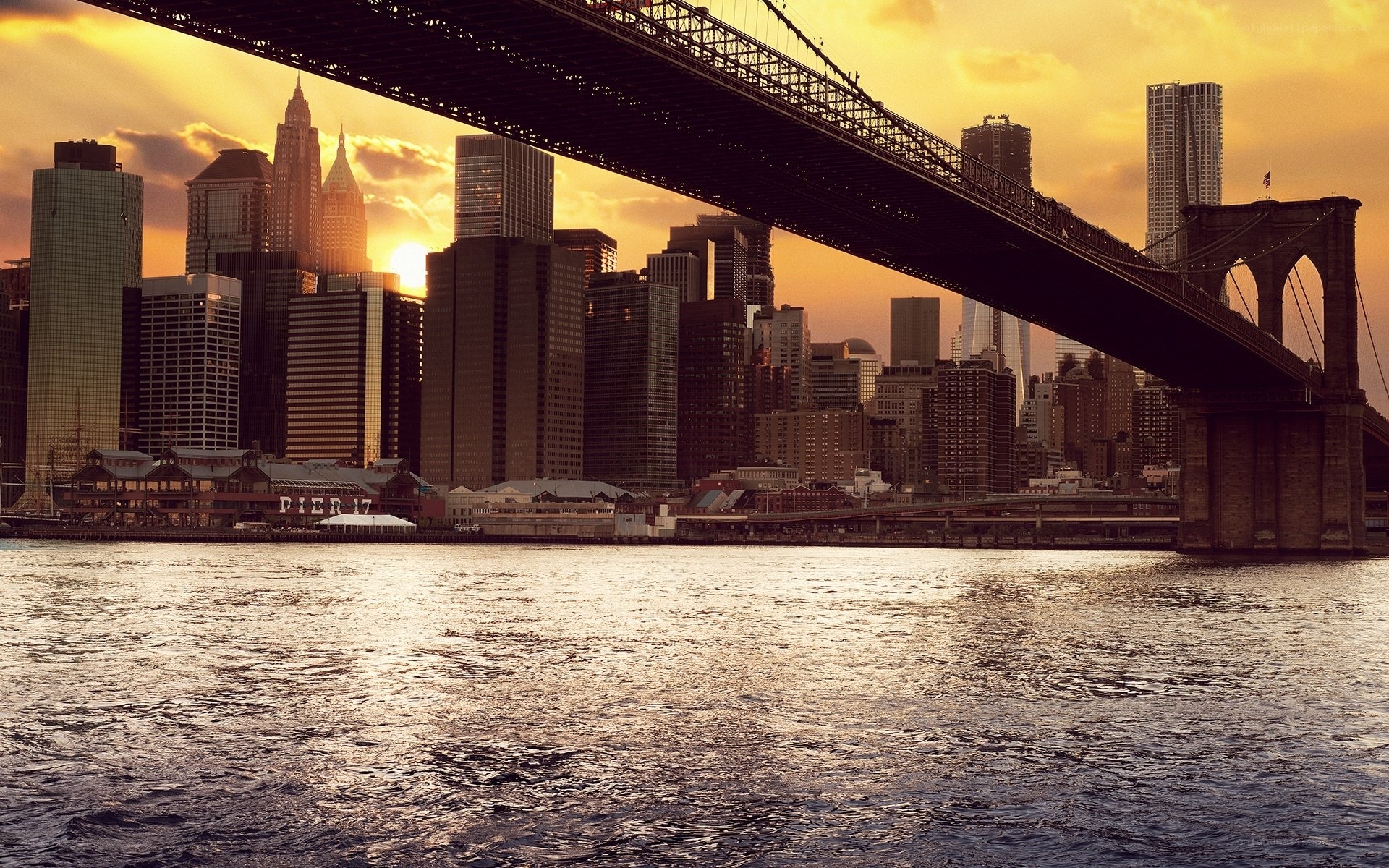 Brooklyn Bridge at sunset