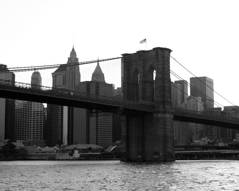 Brooklyn Bridge — Black, Dramatic, Photograph, Skyscraper
