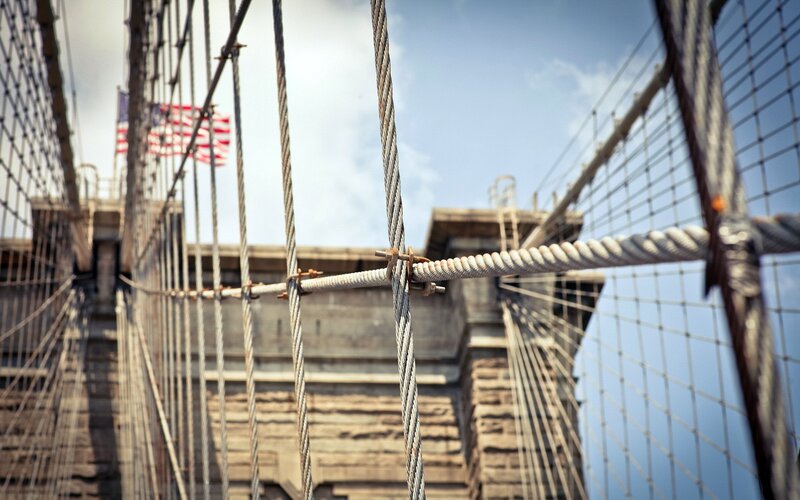 Brooklyn Bridge Cables — Blue
