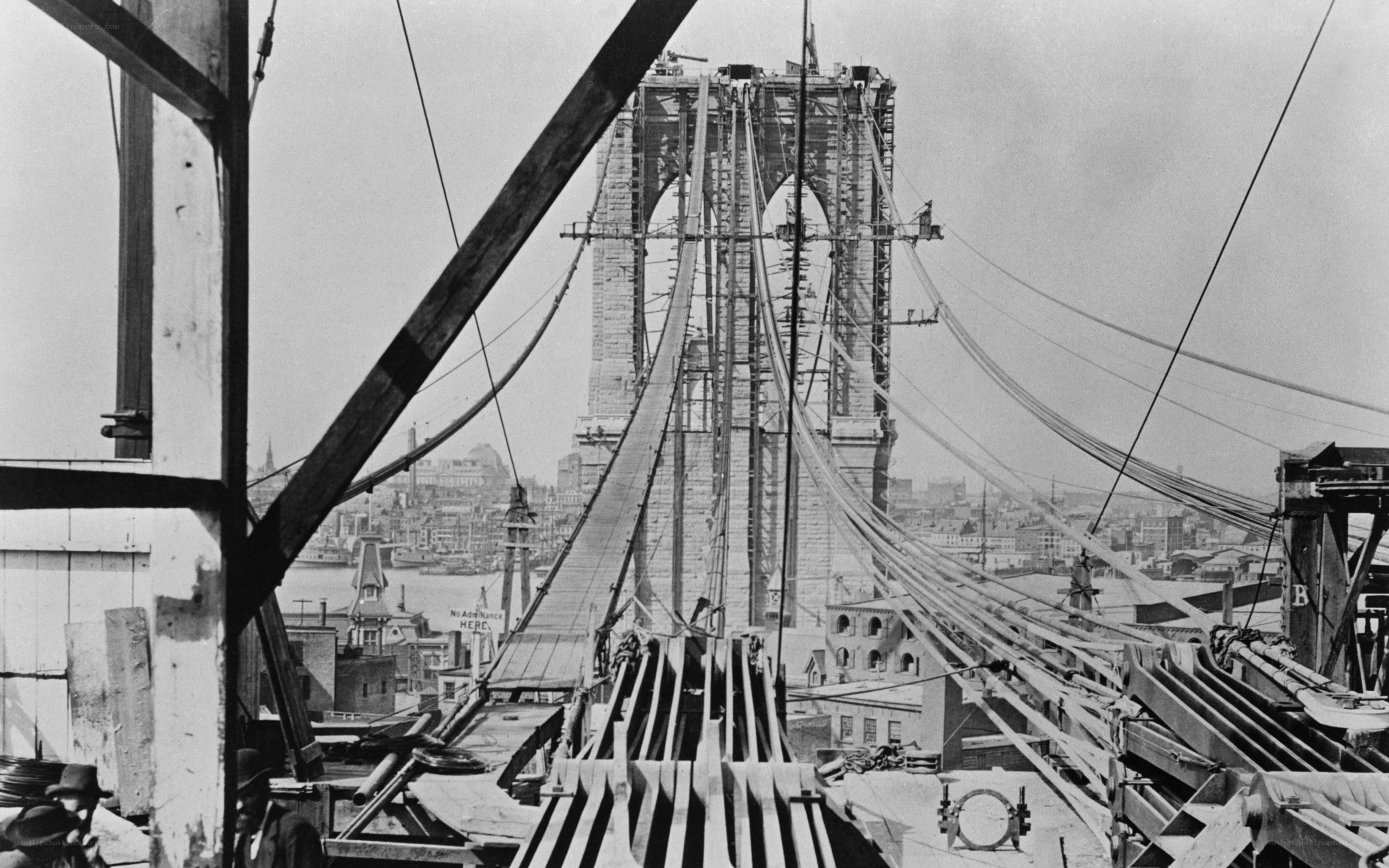 Brooklyn Bridge construction