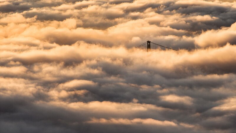 Brooklyn Bridge in Clouds