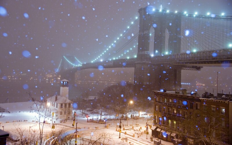Brooklyn Bridge in Snow