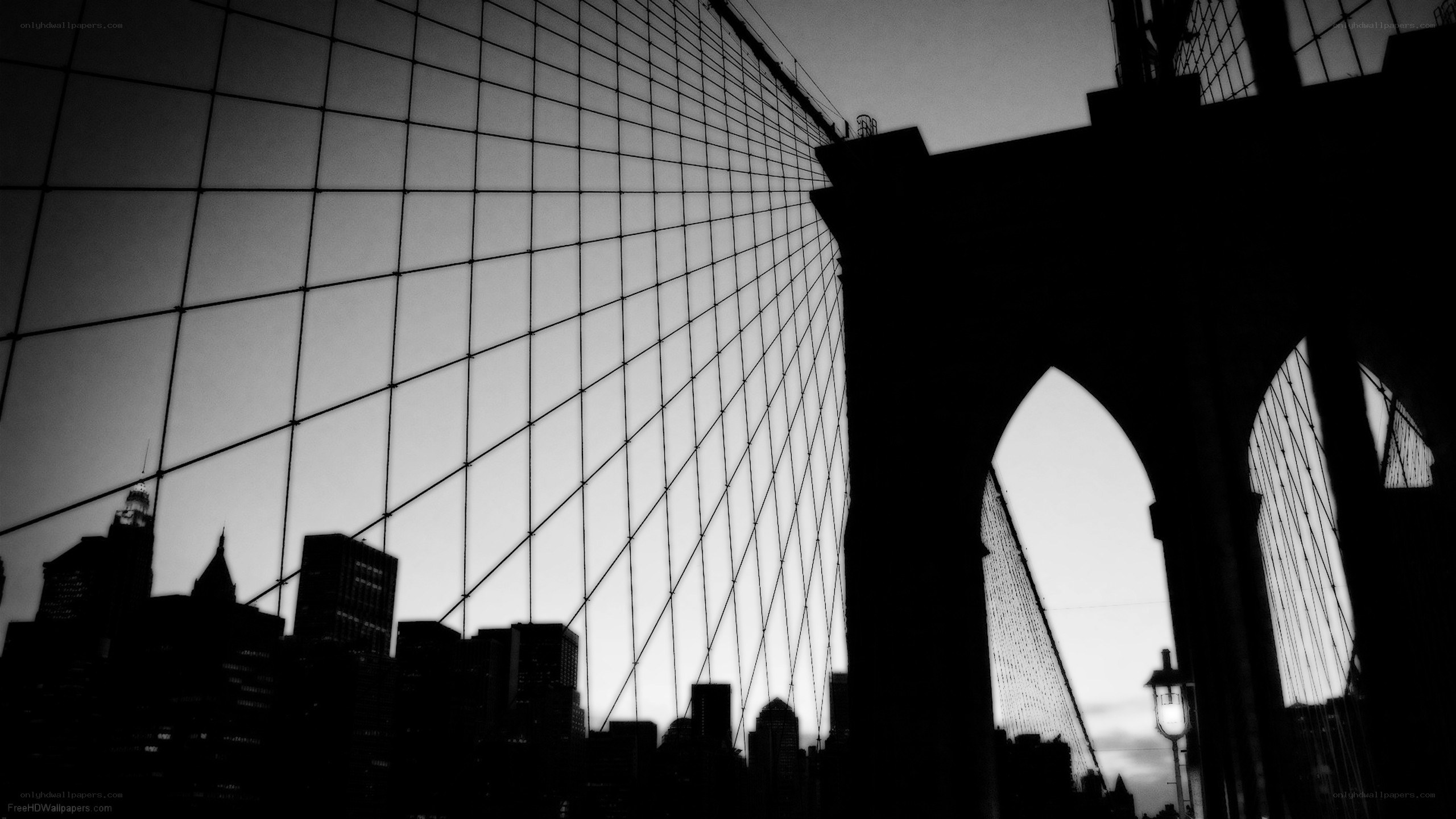 Brooklyn Bridge silhouette at dusk