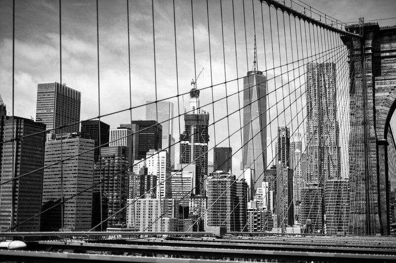 Brooklyn Bridge Skyline — Black, Dramatic, Afternoon