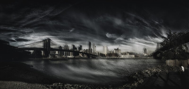 Brooklyn Bridge Skyline — Black, Dramatic