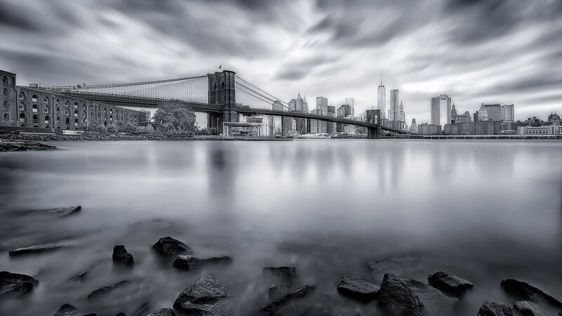 Brooklyn Bridge Skyline — Black
