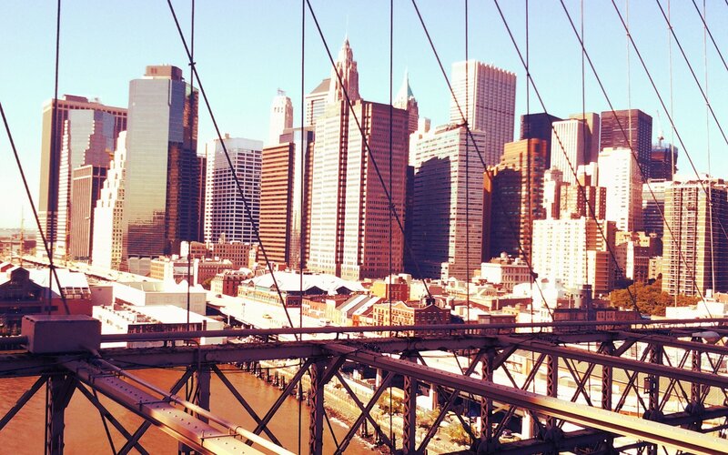 Brooklyn Bridge Skyline — Blue, Bright