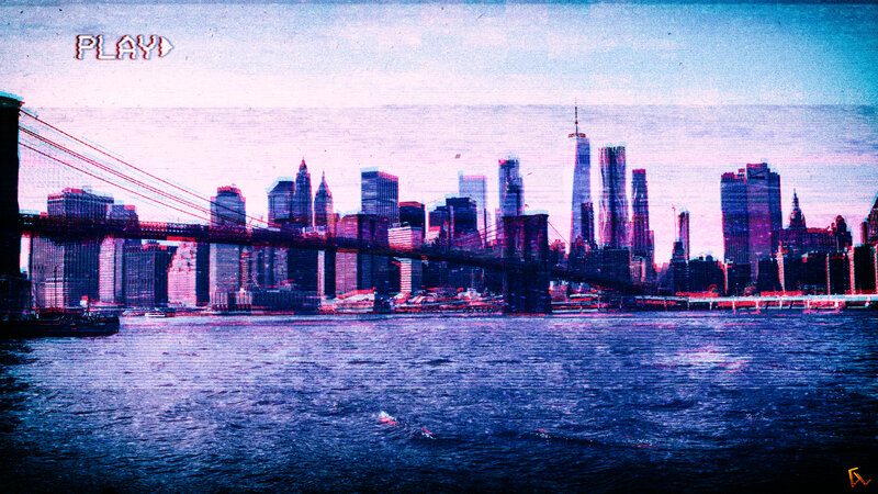Brooklyn Bridge Skyline — Blue, Dramatic, Sunset