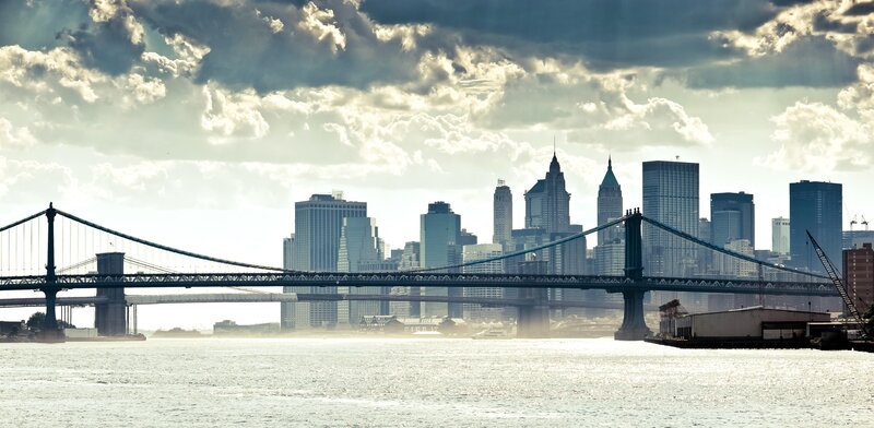 Brooklyn Bridge Skyline — Blue, Dramatic