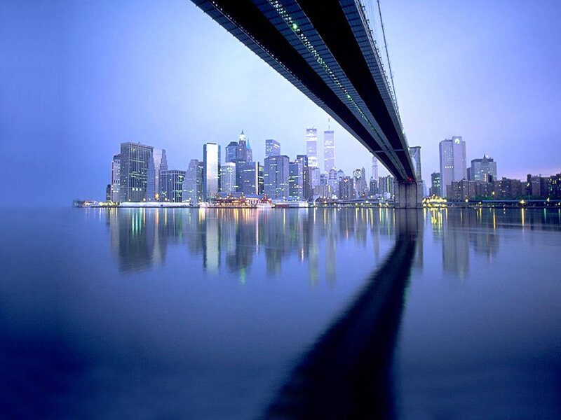 Brooklyn Bridge Skyline — Blue, Serene