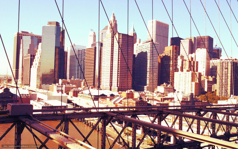Brooklyn Bridge Skyline — Blue, Urban