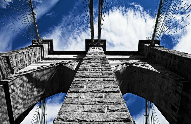 Brooklyn Bridge Tower — Blue, Dramatic, Afternoon