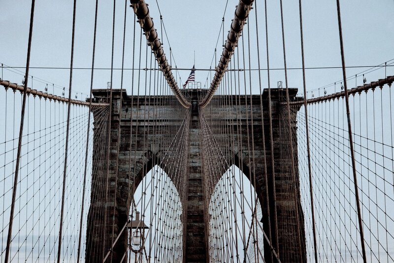 Brooklyn Bridge Tower — Gray, Dramatic