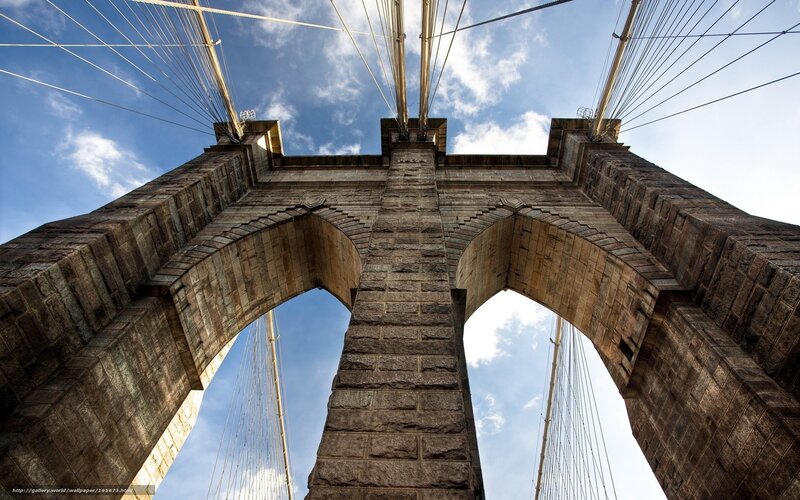 Brooklyn Bridge Towers — Blue