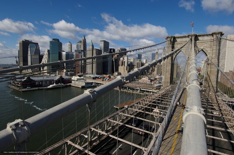 Brooklyn Bridge View — Blue, Urban