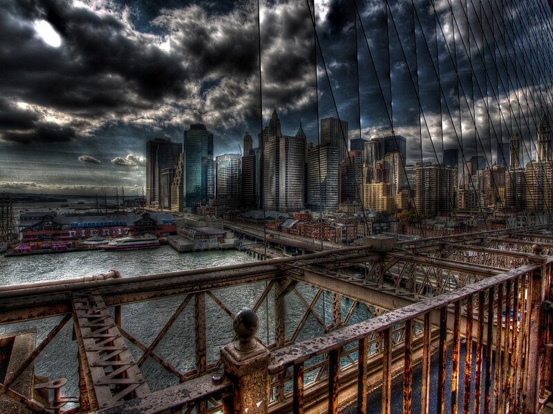Brooklyn Bridge View — Gray, Dramatic