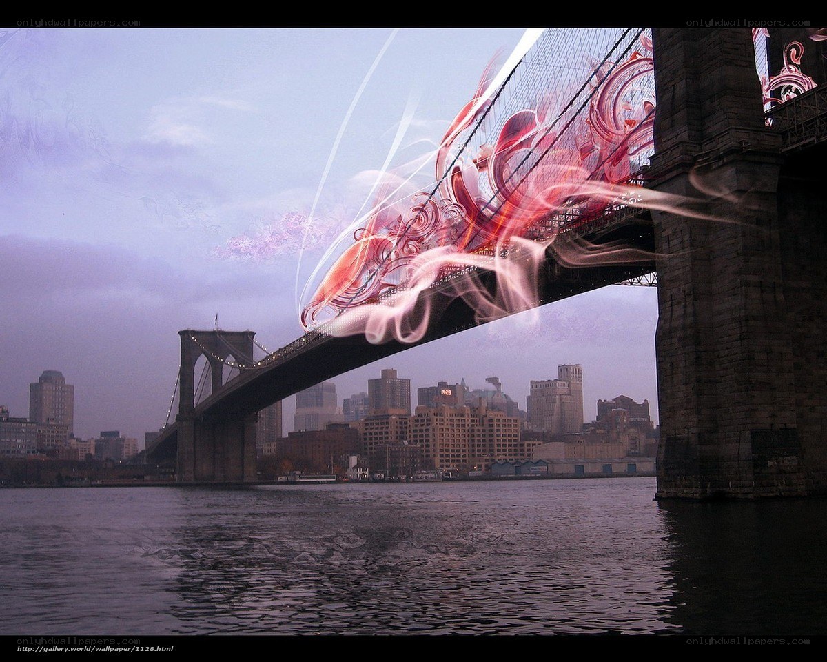 Brooklyn Bridge with digital art