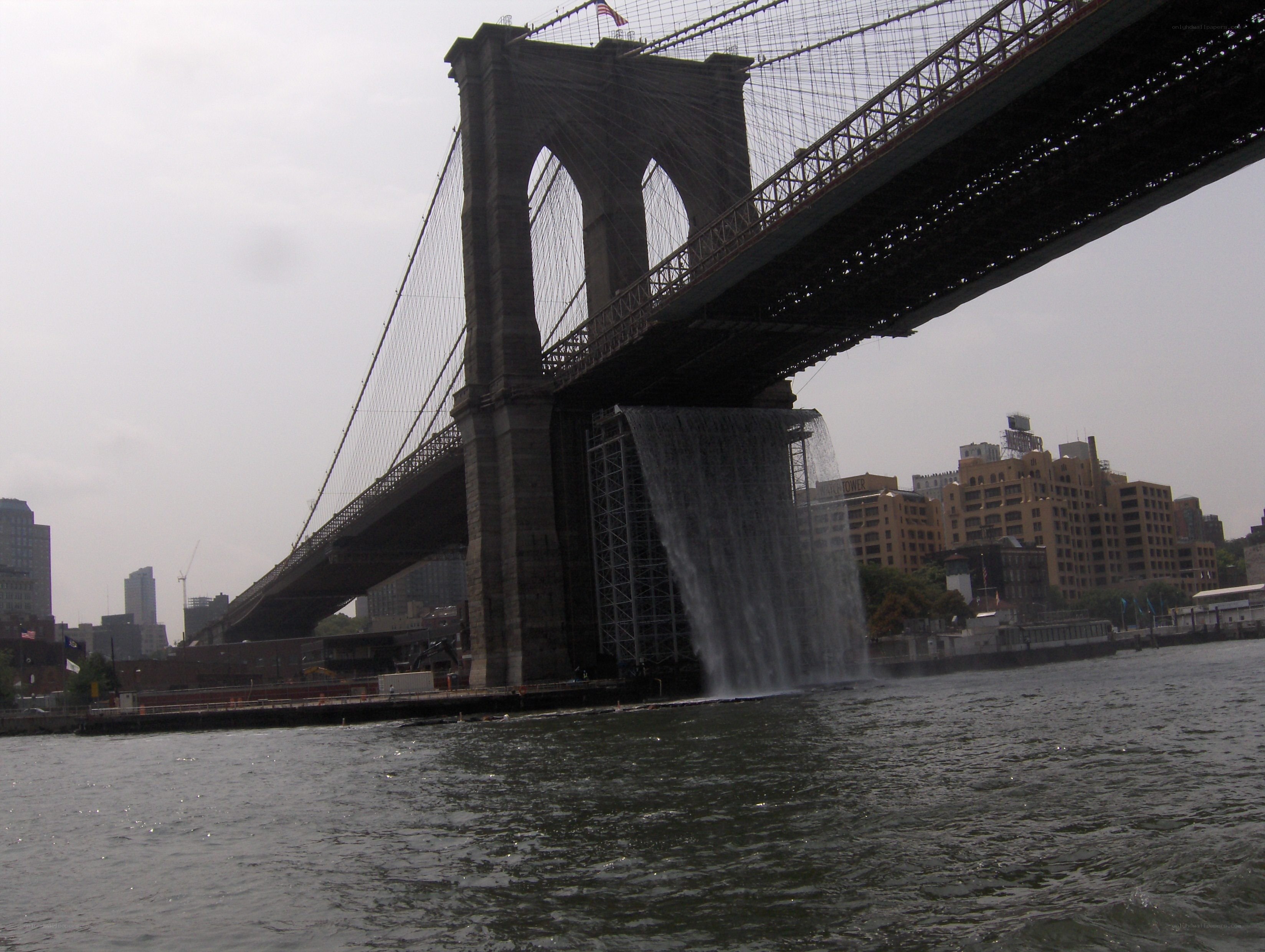 Brooklyn Bridge with waterfall effect