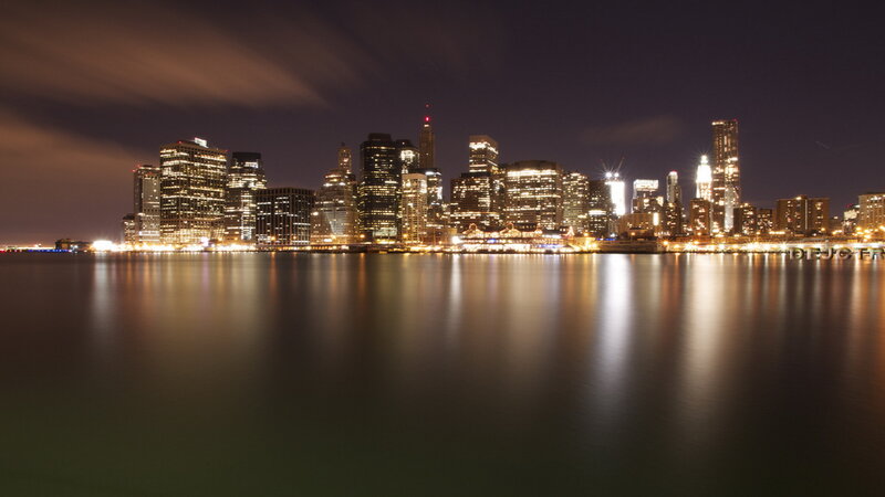 Brooklyn Skyline at Night — Black