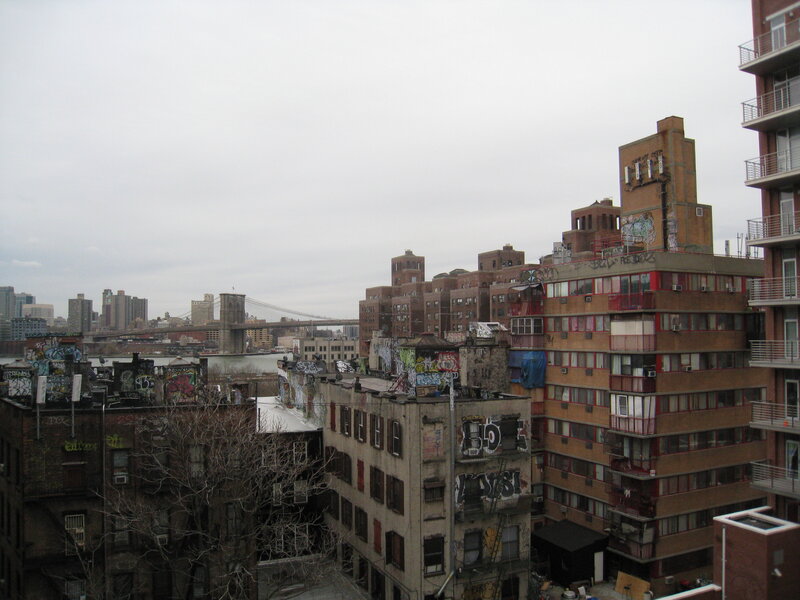 Brooklyn skyline with graffiti buildings