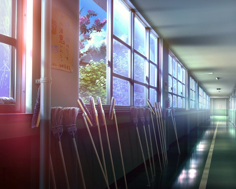 Brooms in School Hallway