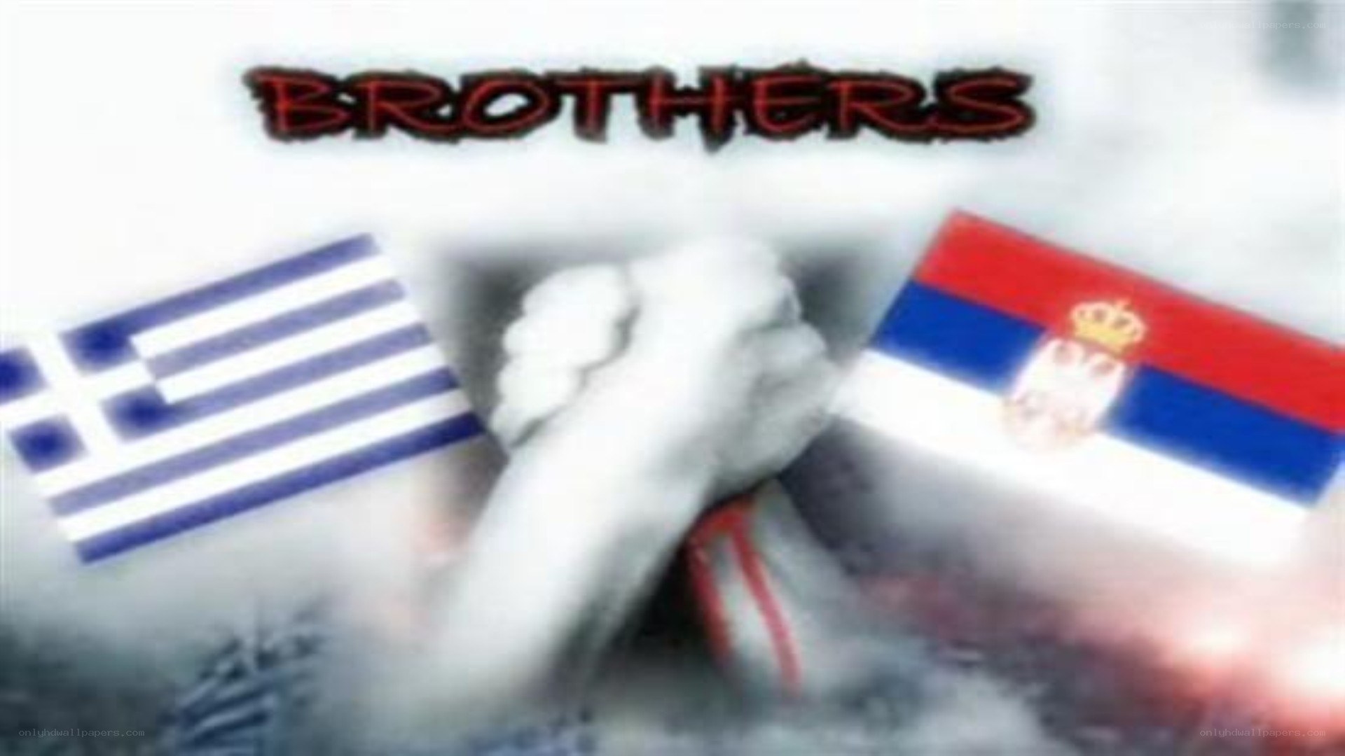 Brothers with flags
