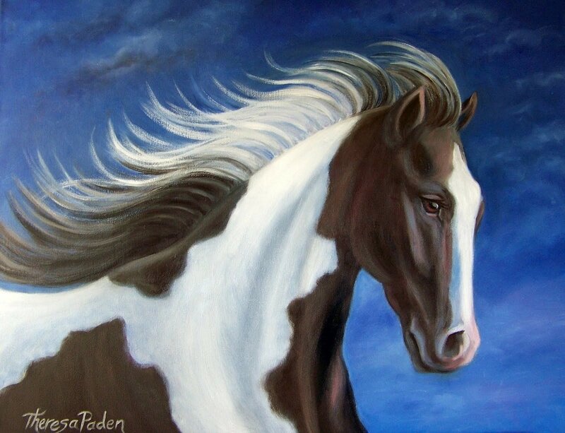 Brown and White Horse — Blue