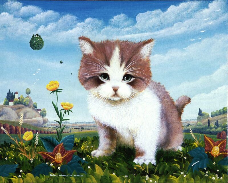 Brown and White Kitten — Green, Serene