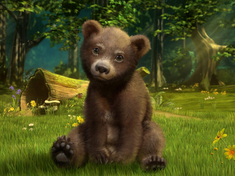 Brown Bear Cub — Green, Serene, Afternoon, 3d Render